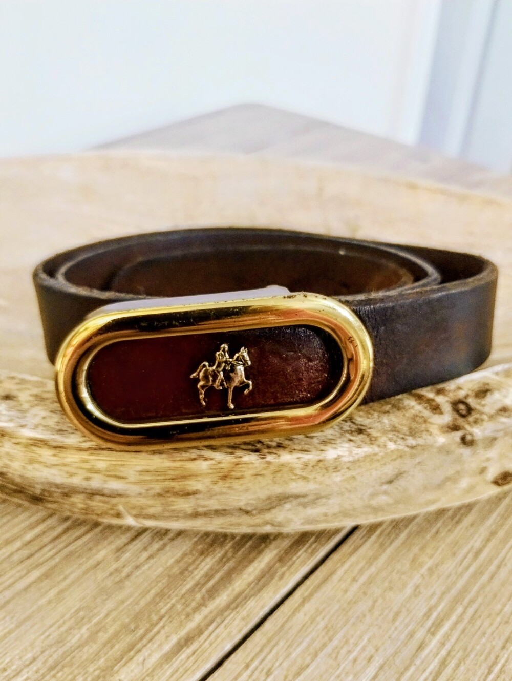 Vintage 80's Classic Equestrian Style 🐎 Genuine Top Grain Leather Belt 28"